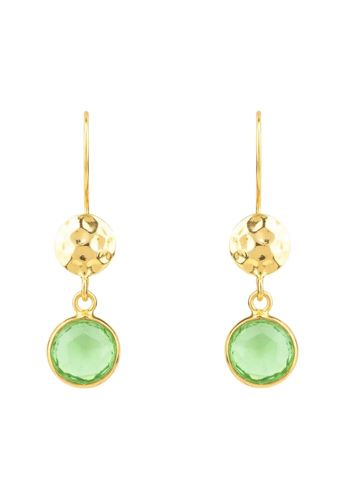 Circle & Hammer Earrings Gold Peridot