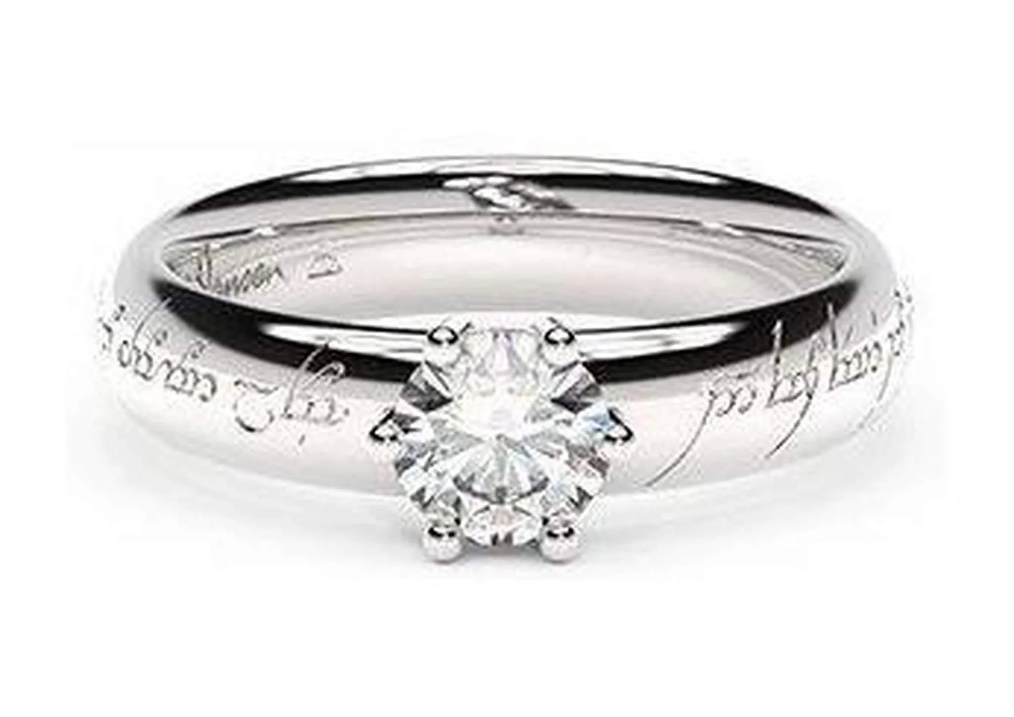 Classic Elvish Engagement Ring, ~.50ct 9ct White Gold