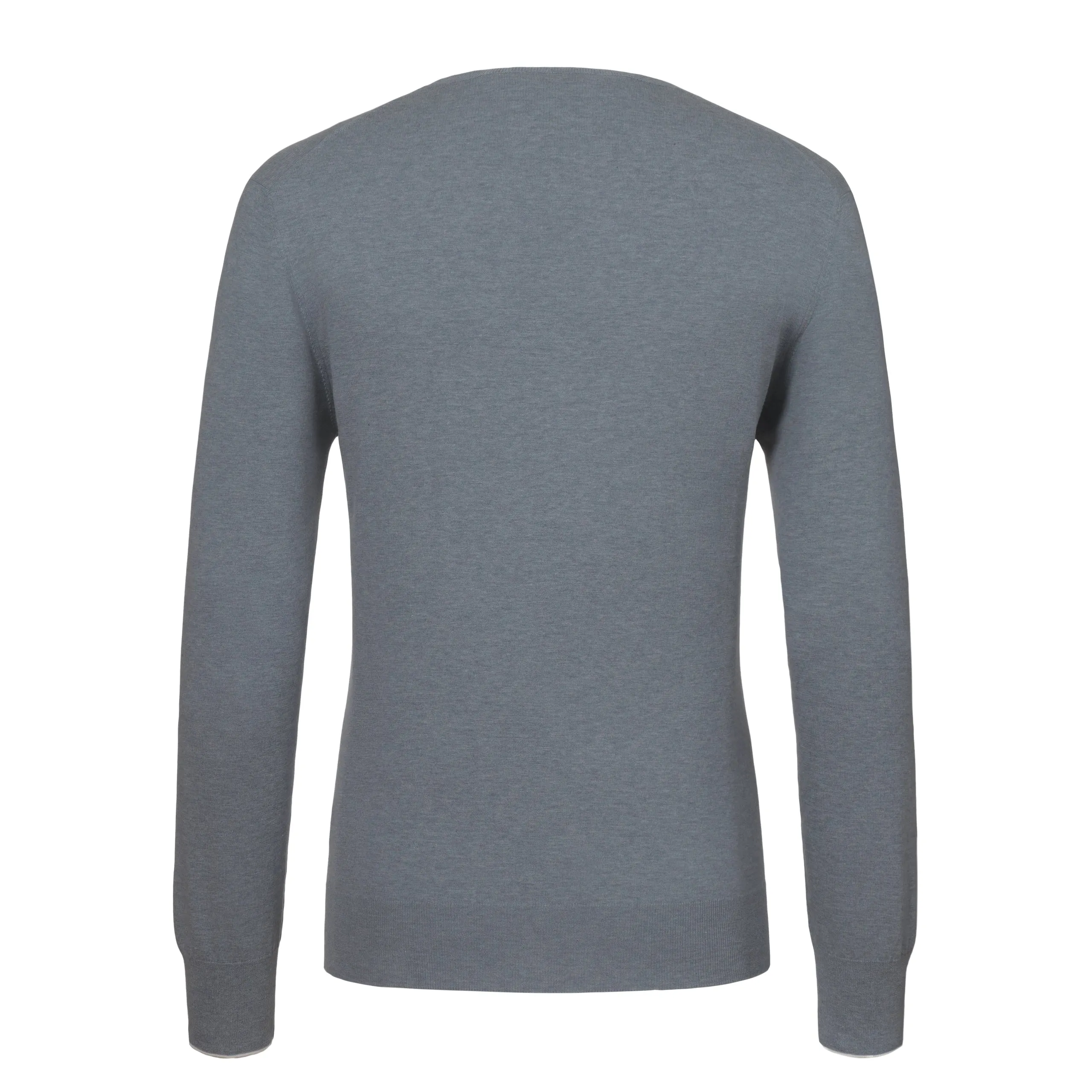 Cotton Crew-Neck Sweater in Grey Melange