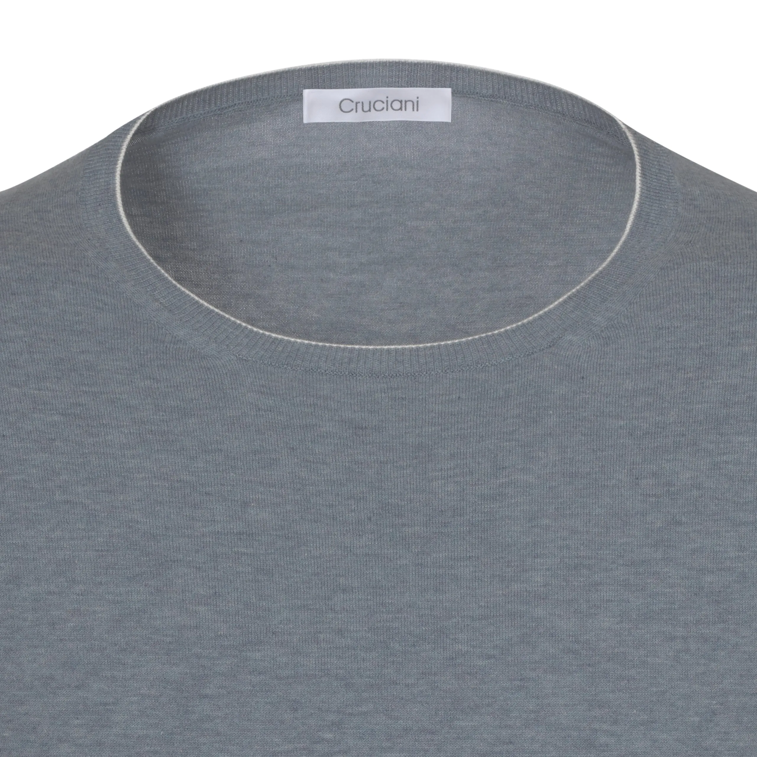 Cotton Crew-Neck Sweater in Grey Melange