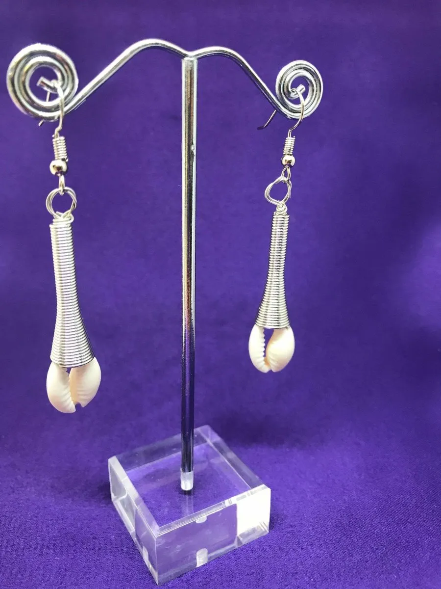 Cowrie Seashell Earrings Made with Silver Wire