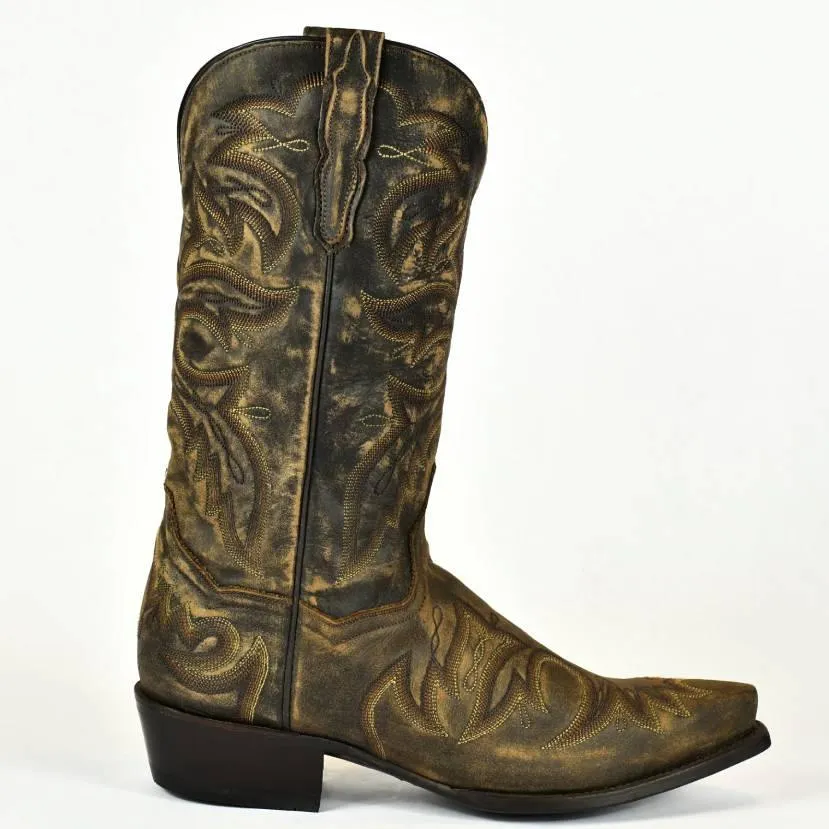 Dan Post Snip Toe Distressed Brown Leather Cowboy Boots 2-138