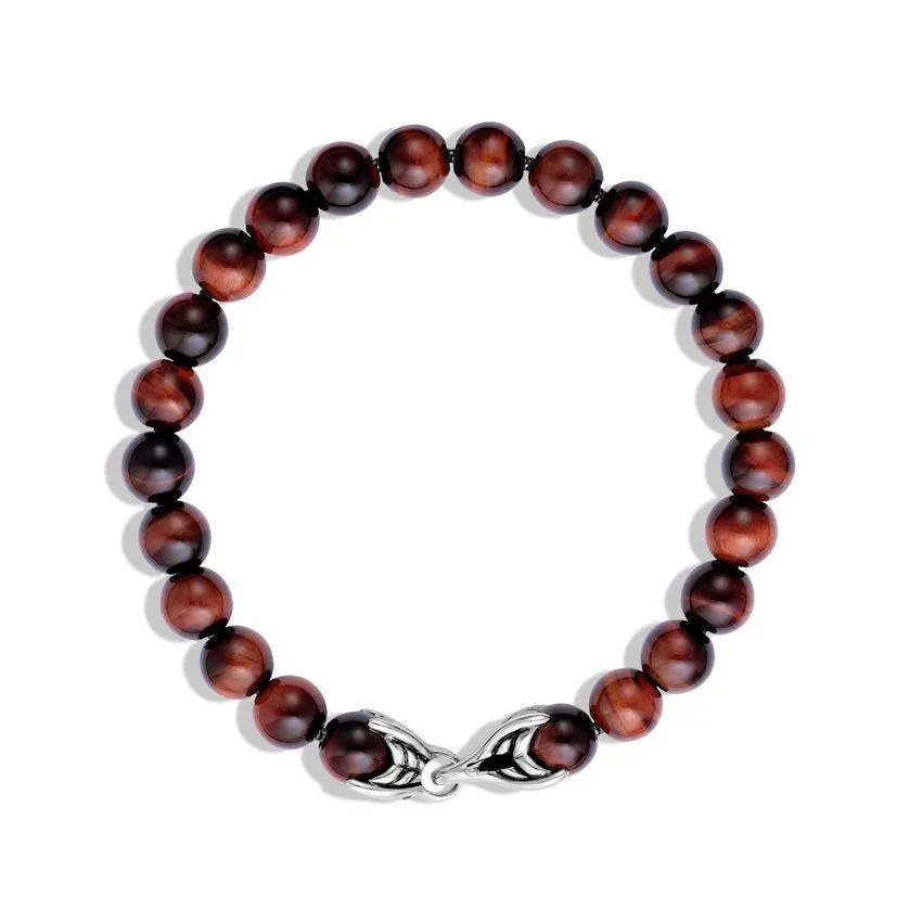 David Yurman Gents Spiritual Beads Bracelet with Red Tiger's Eye