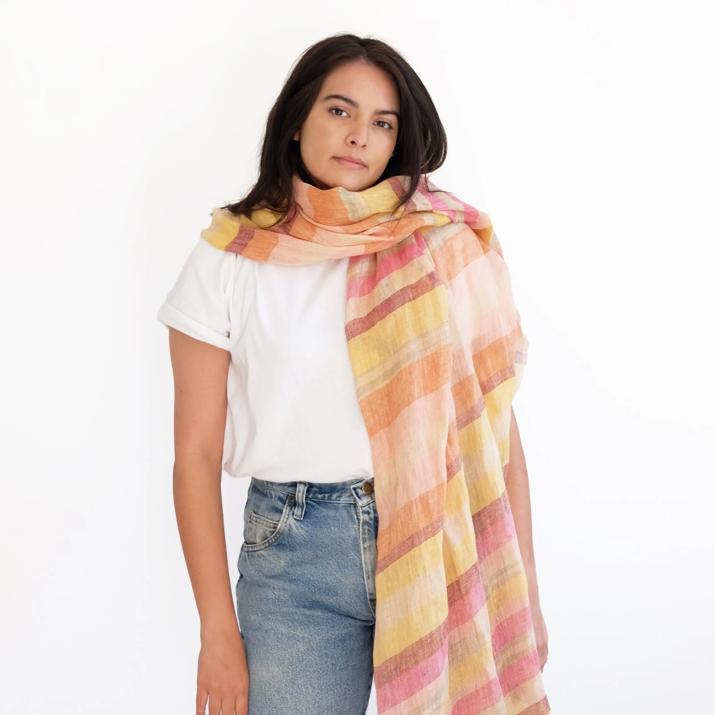 Desert Linen Oversized Scarf - Yellow