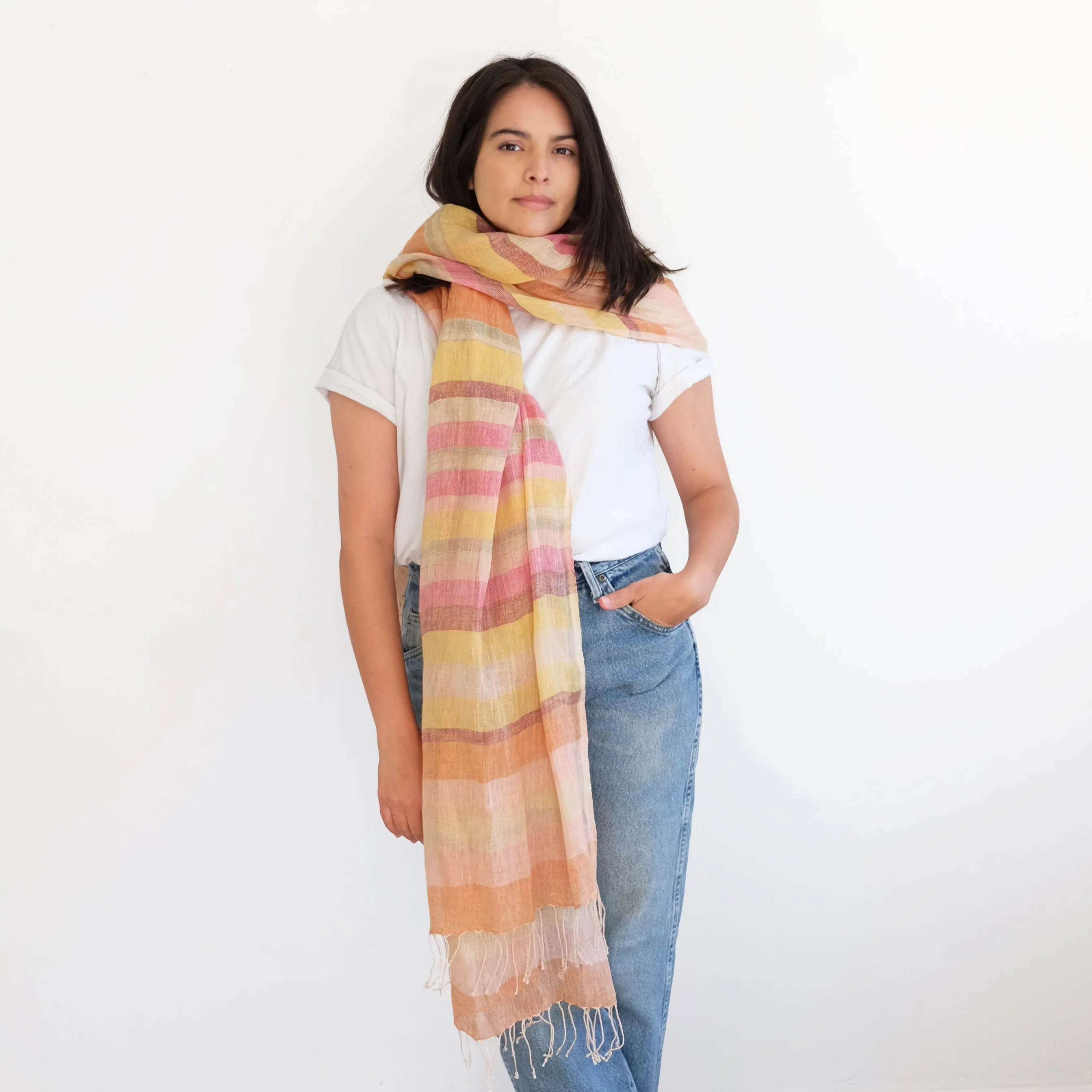 Desert Linen Oversized Scarf - Yellow