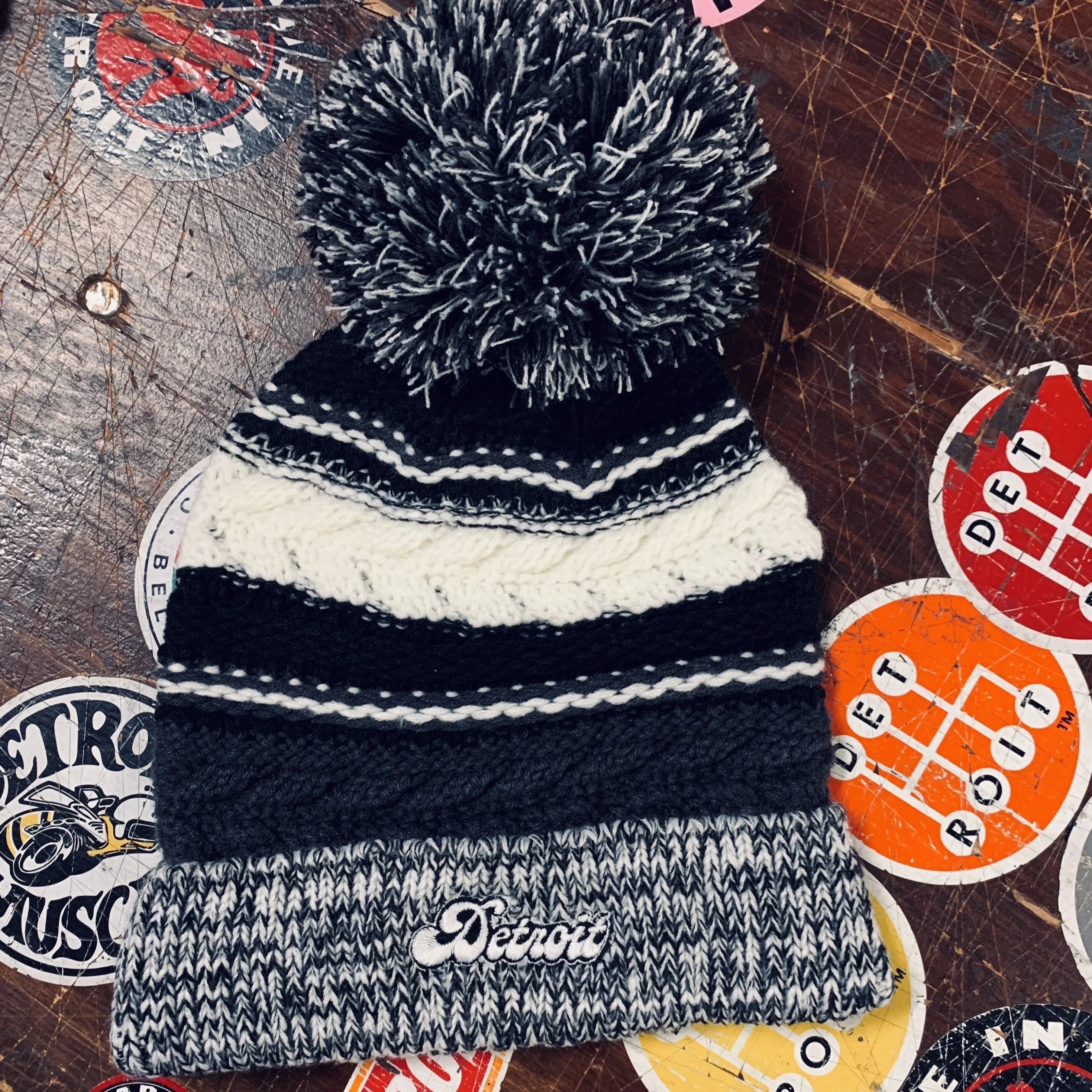 Detroit Cursive Pom Beanie