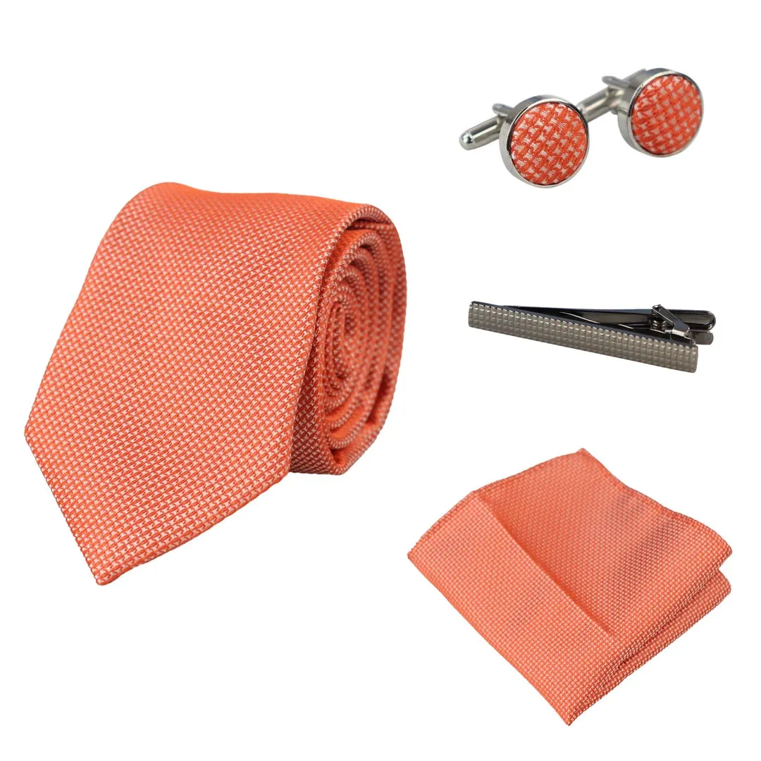 Diamond Neck Tie Gift Set Pocket Square Cuff Links Pin Tie For Shirt Satin