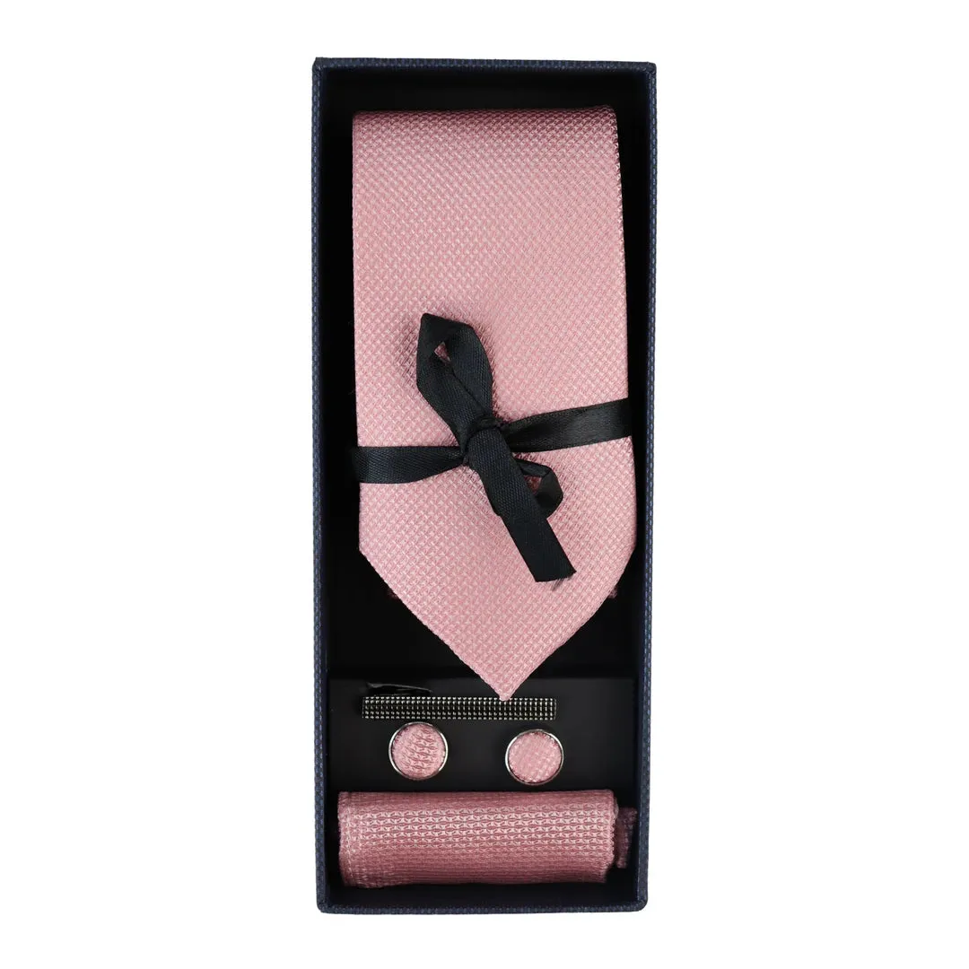 Diamond Neck Tie Gift Set Pocket Square Cuff Links Pin Tie For Shirt Satin