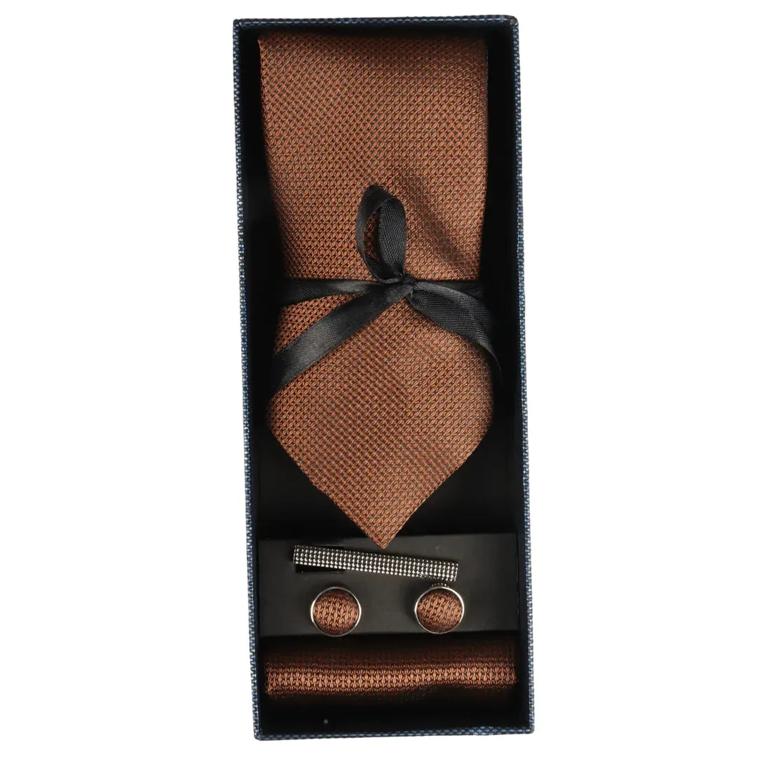 Diamond Neck Tie Gift Set Pocket Square Cuff Links Pin Tie For Shirt Satin