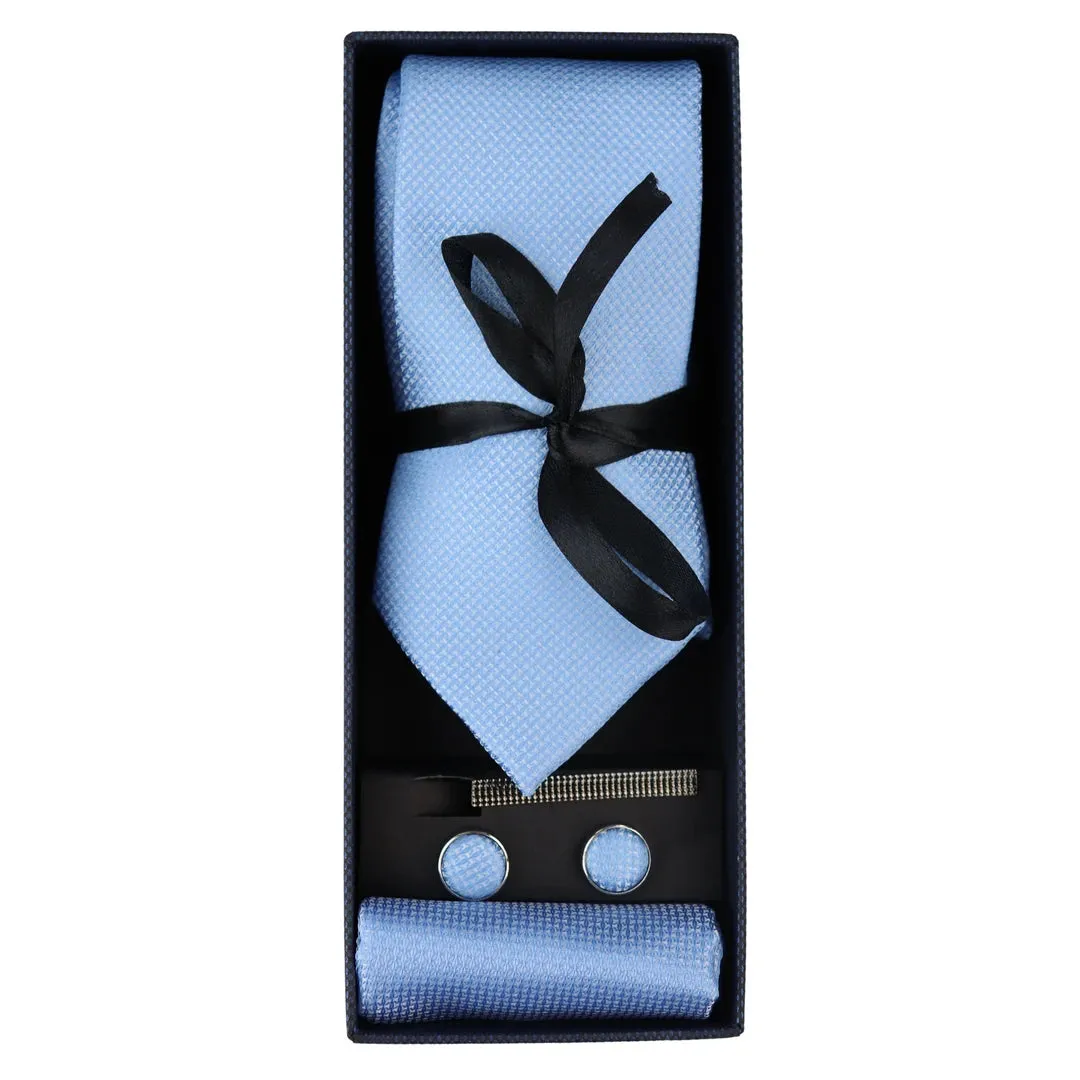 Diamond Neck Tie Gift Set Pocket Square Cuff Links Pin Tie For Shirt Satin