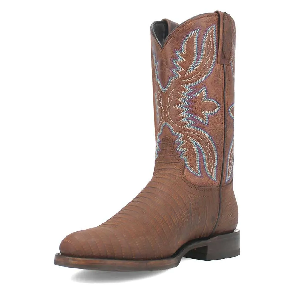 Dingo Saw Buck Brown Lizard Print Snip Toe Leather Boots