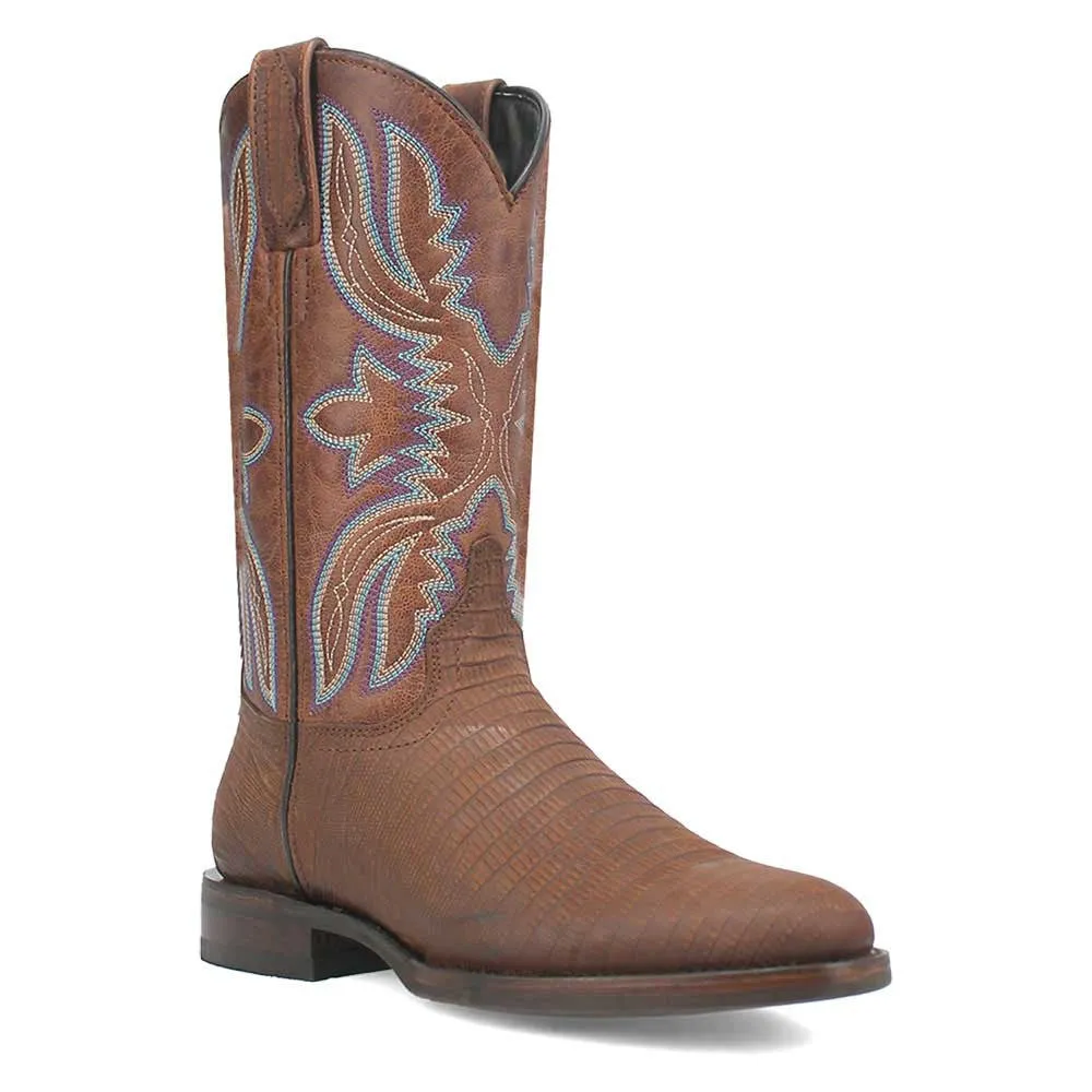 Dingo Saw Buck Brown Lizard Print Snip Toe Leather Boots