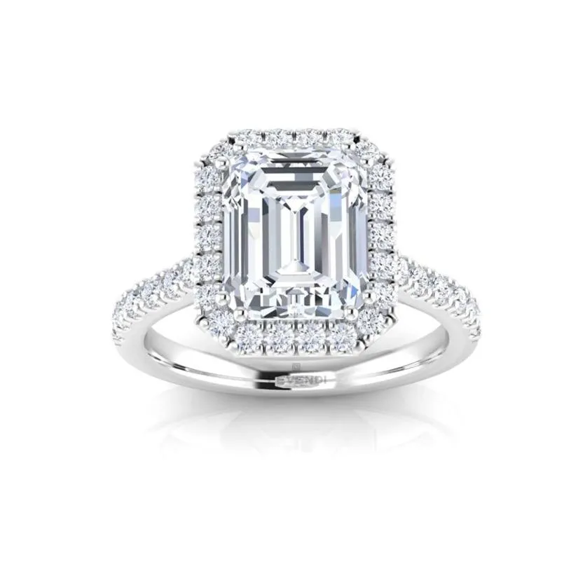 Emerald Cut Pave Engagement Ring