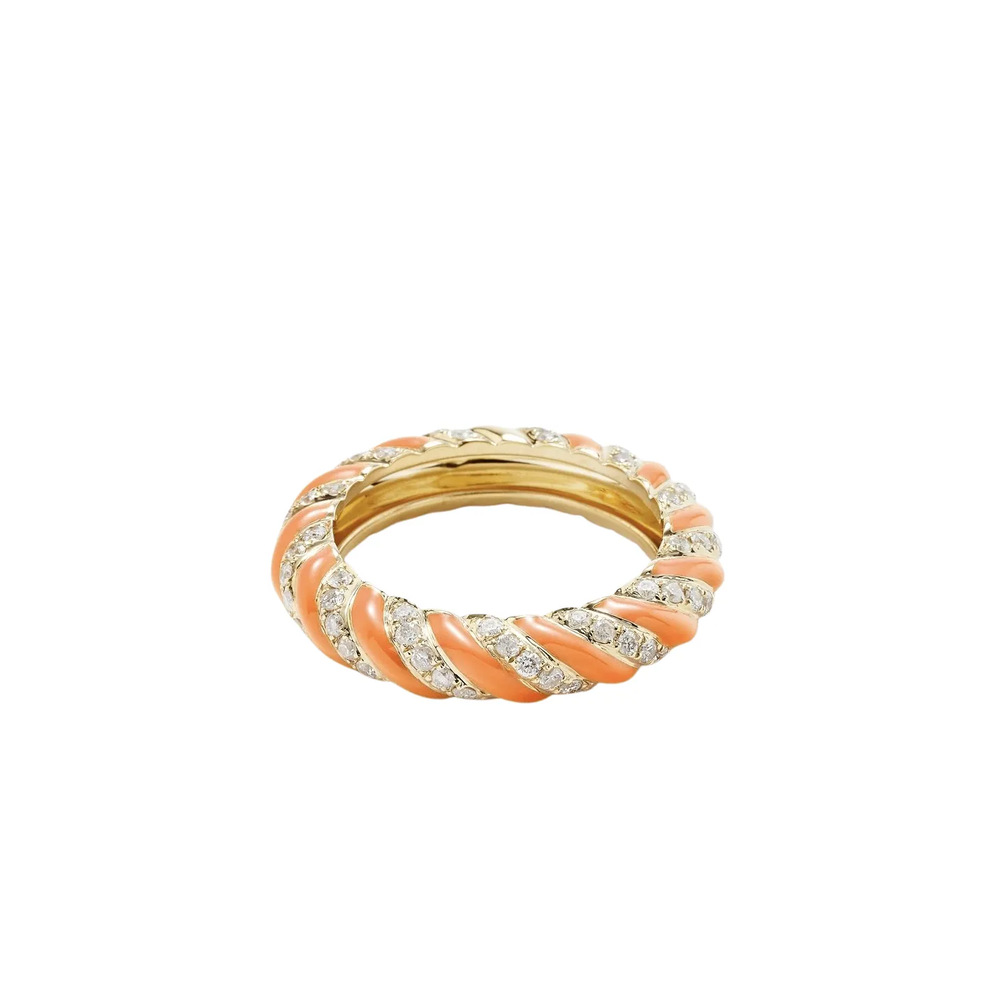 Enamel & Diamond Twisted Candy Eternity Band Ring