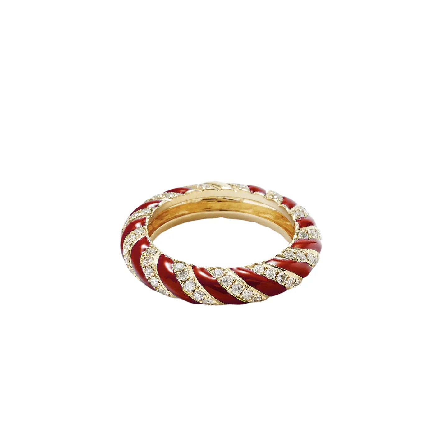 Enamel & Diamond Twisted Candy Eternity Band Ring