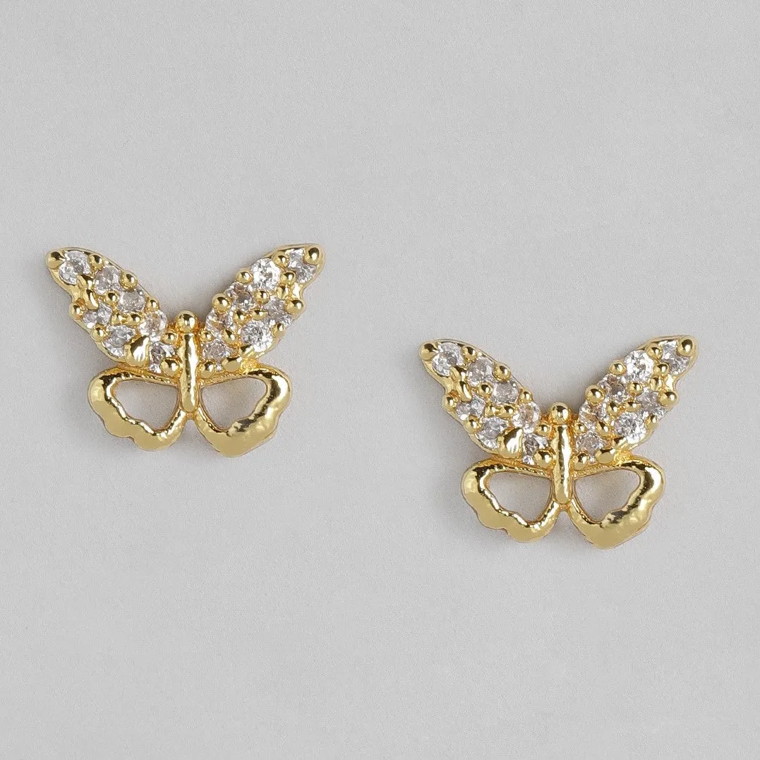 Estele Gold Plated American Butterfly Stud Earrings for Girls