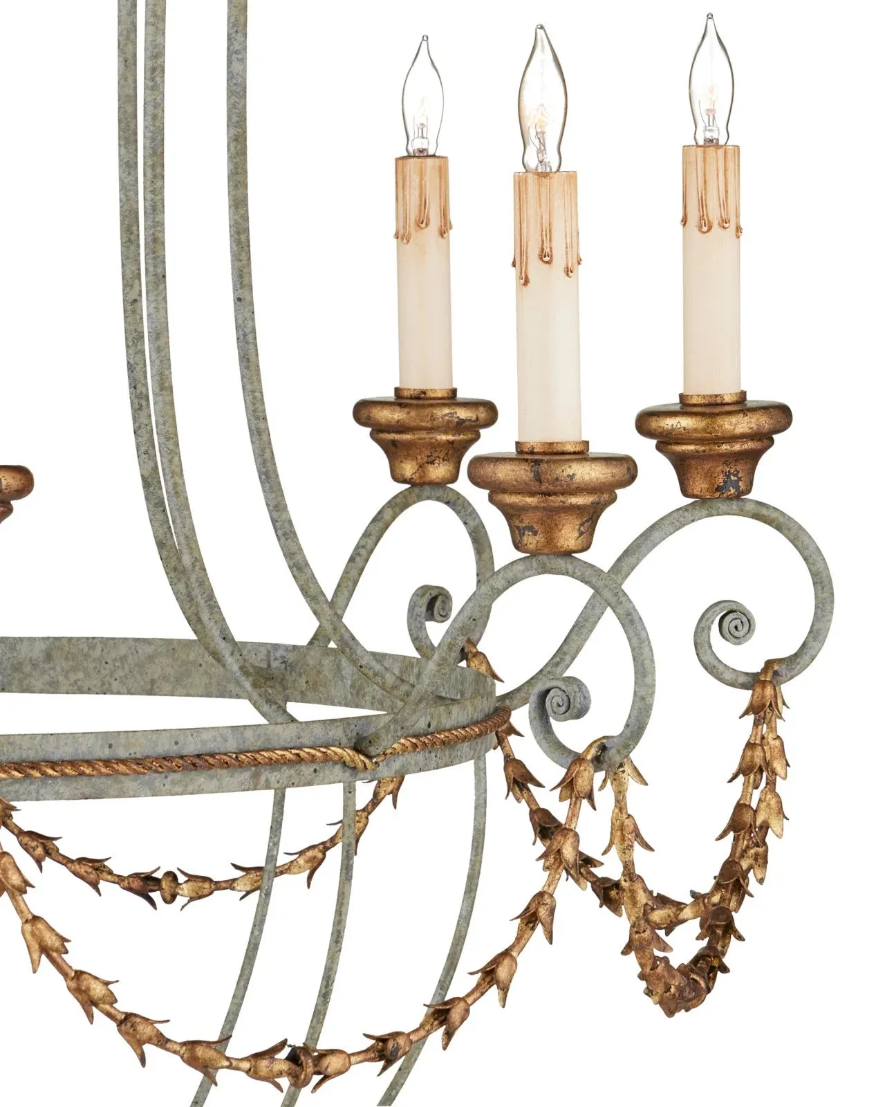 European Acanthus Gold Leaf Chandelier