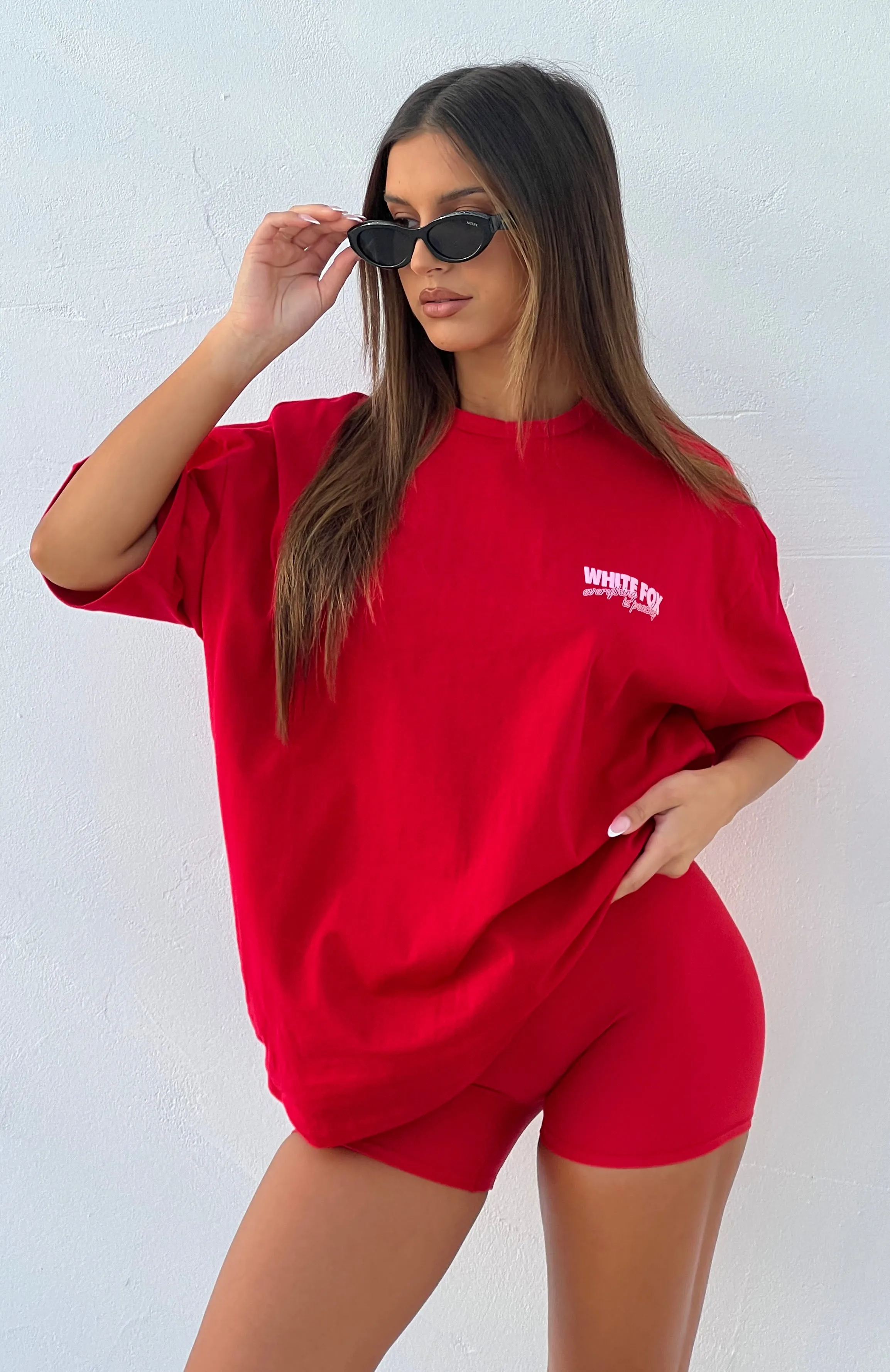 Everything Is Peachy Oversized Tee Red