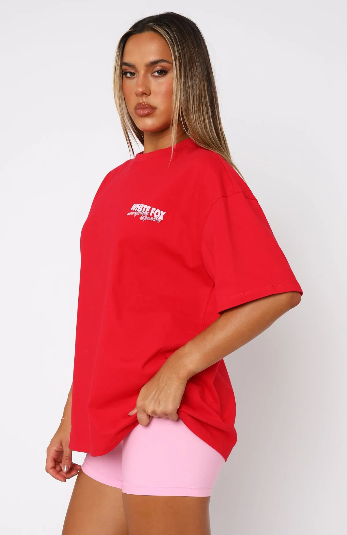 Everything Is Peachy Oversized Tee Red