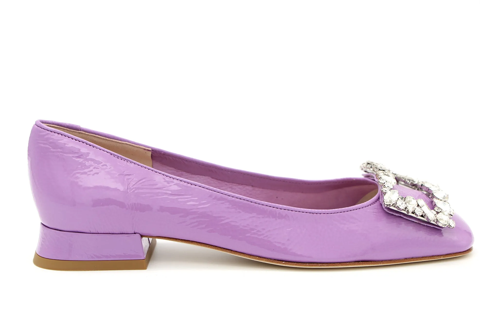 FABUCCI Lilac Patent Ballerina shoe with Embellished Buckle