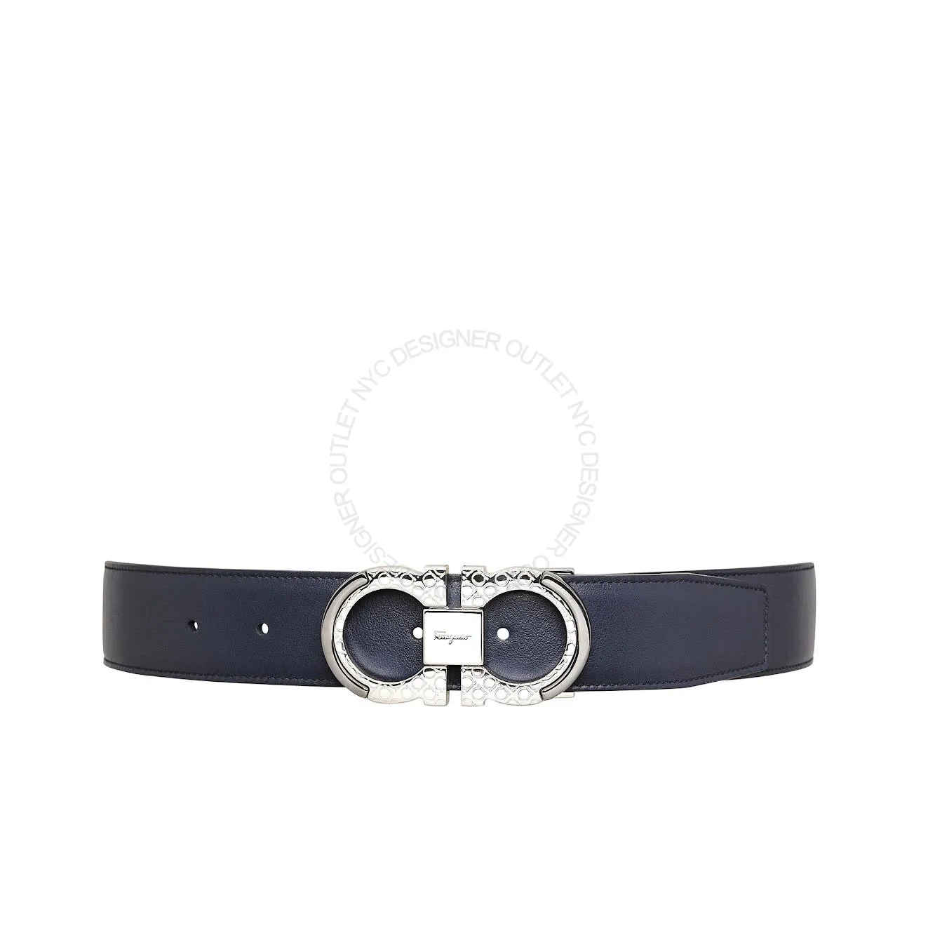 Ferragamo Black / Blue Leather Adjustable belt