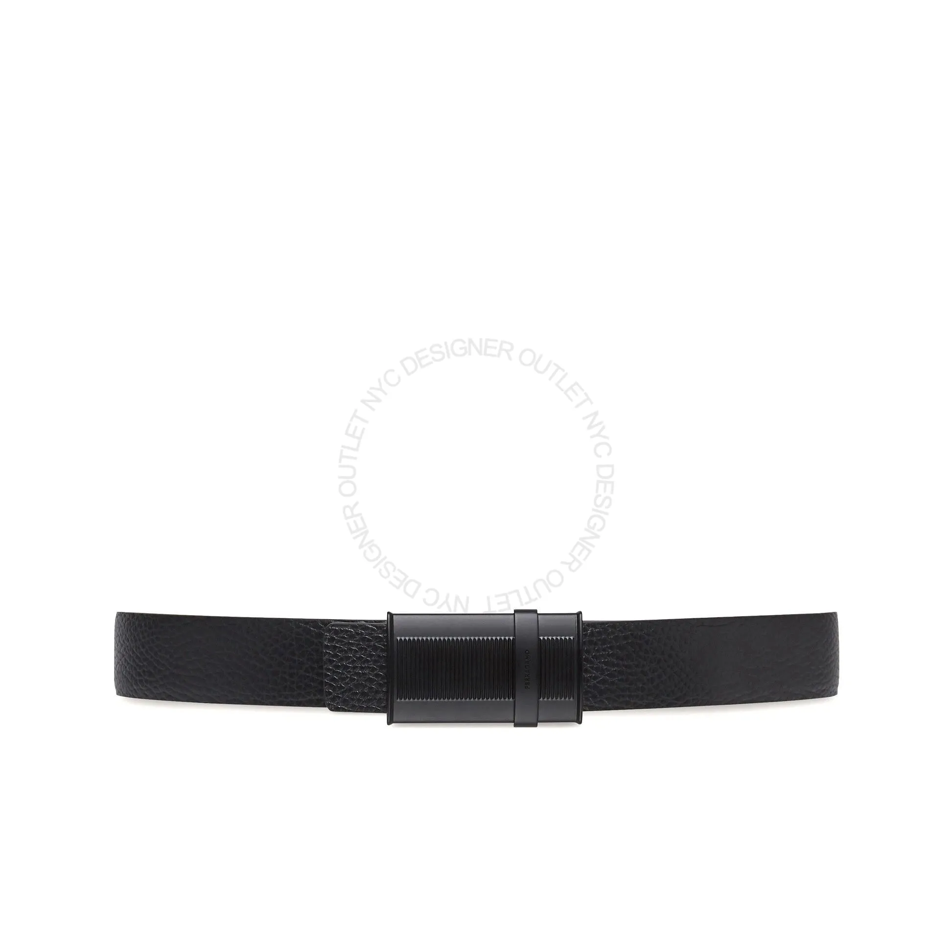 Ferragamo Black/Blue Leather Adjustable belt