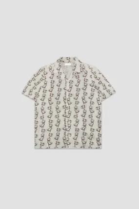 Flaneur Homme WHITE COTTON FLOWER PRINT SHIRT