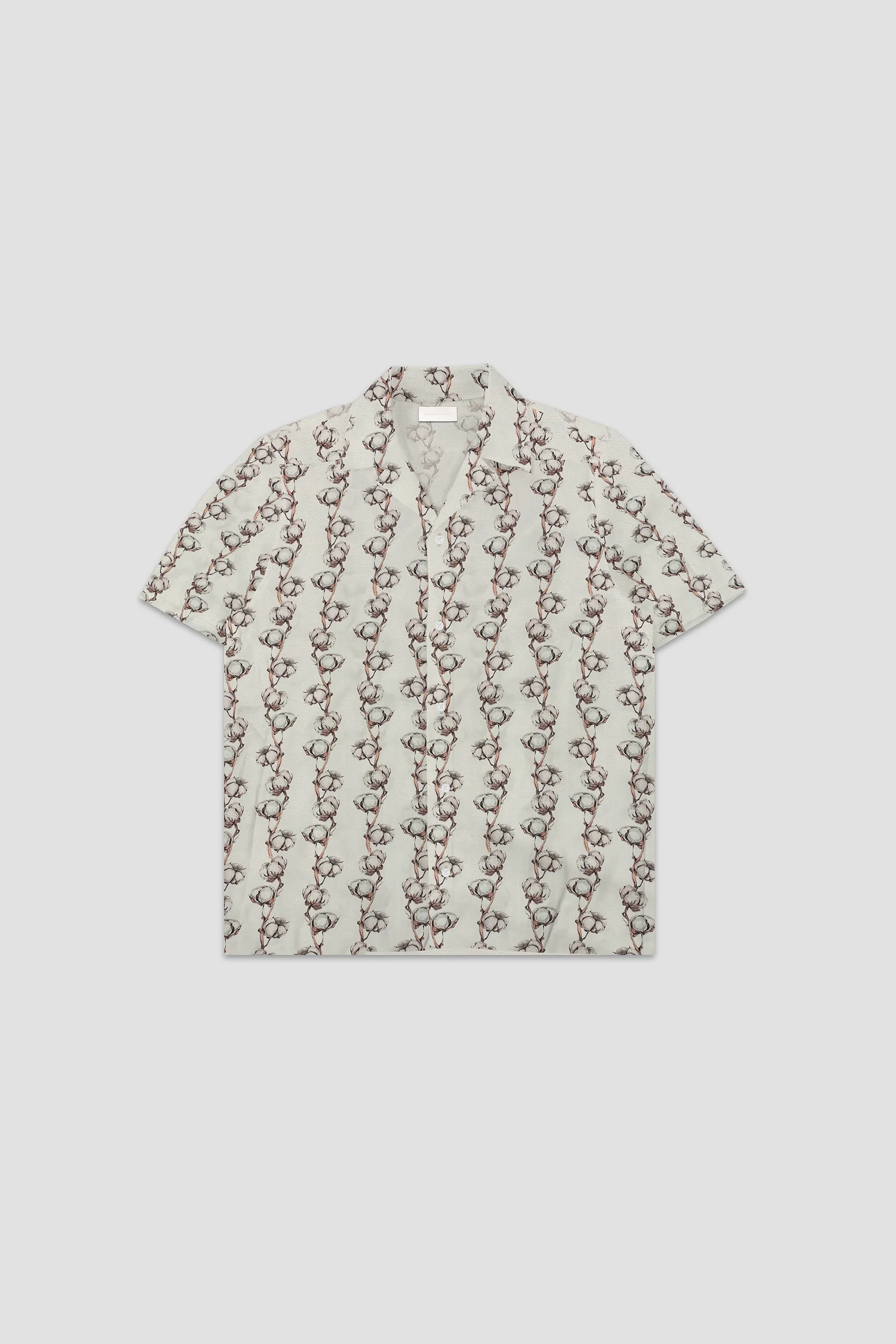 Flaneur Homme WHITE COTTON FLOWER PRINT SHIRT