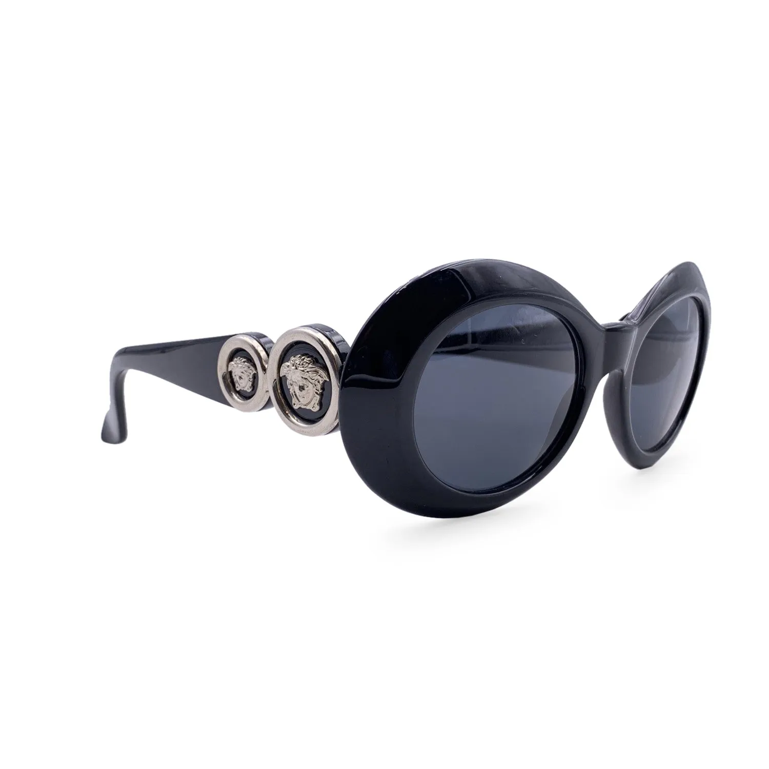 Gianni Versace Vintage Black Sunglasses Mod 418 Col N52 Silver Medusa