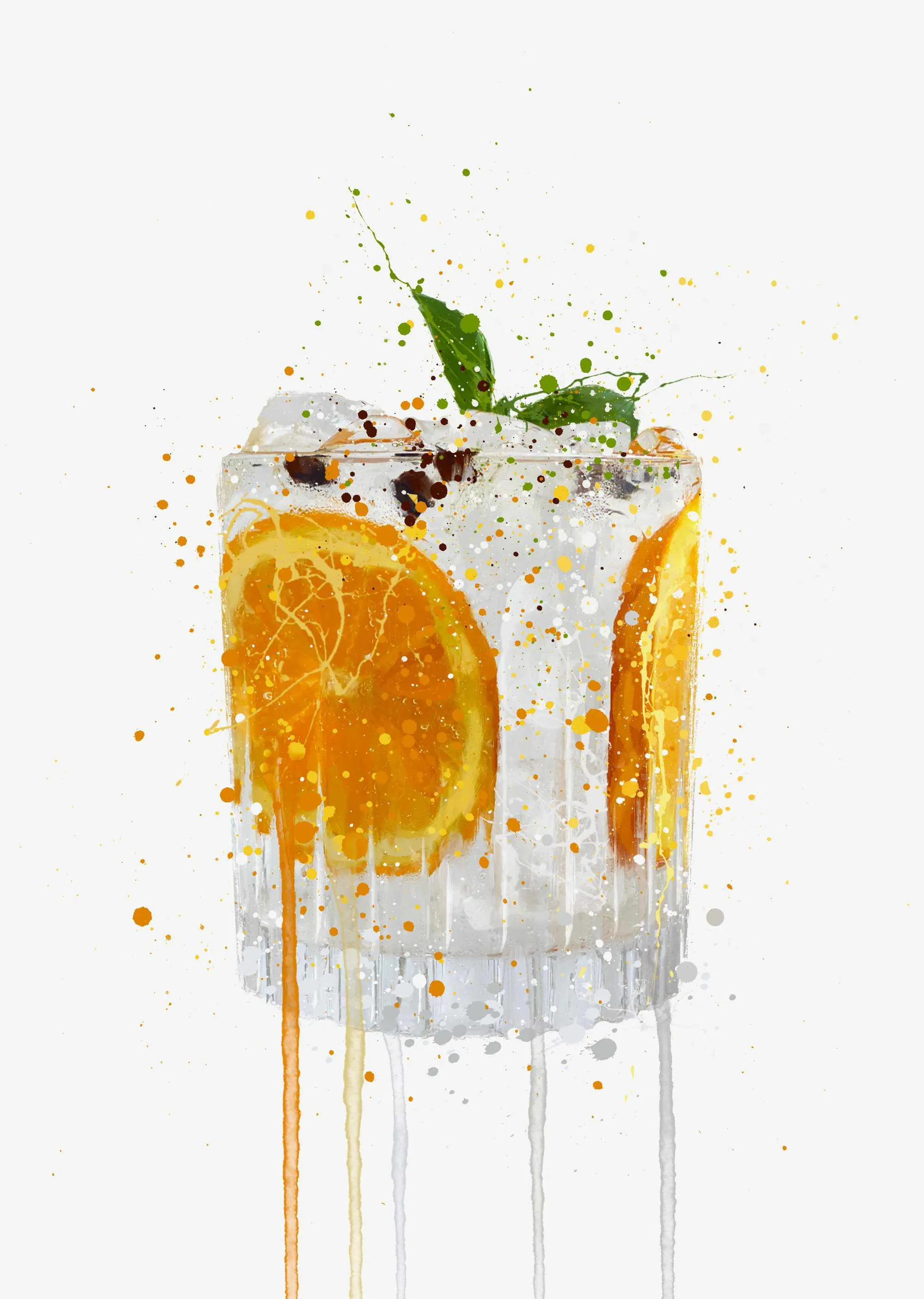 Gin and Tonic 'Orange & Basil' Wall Art Print