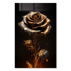 Golden Rose - Tempered Glass Wall Art