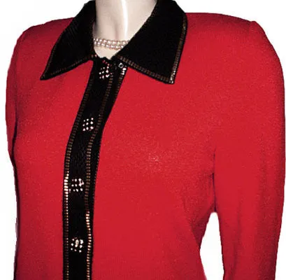 *GORGEOUS $1,000 TOULA SANTANA KNIT SPARKLING PAILLETES EVENING SUIT WITH RHINESTONE BUTTONS - PERFECT FOR VALENTINE'S DAY, CHRISTMAS HOLIDAYS & NEW YEAR’S EVE