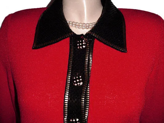 *GORGEOUS $1,000 TOULA SANTANA KNIT SPARKLING PAILLETES EVENING SUIT WITH RHINESTONE BUTTONS - PERFECT FOR VALENTINE'S DAY, CHRISTMAS HOLIDAYS & NEW YEAR’S EVE