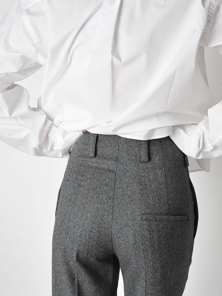 Grey Herringbone High Waisted Perth Pant