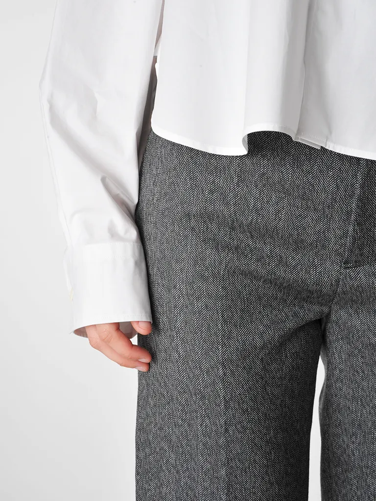 Grey Herringbone High Waisted Perth Pant