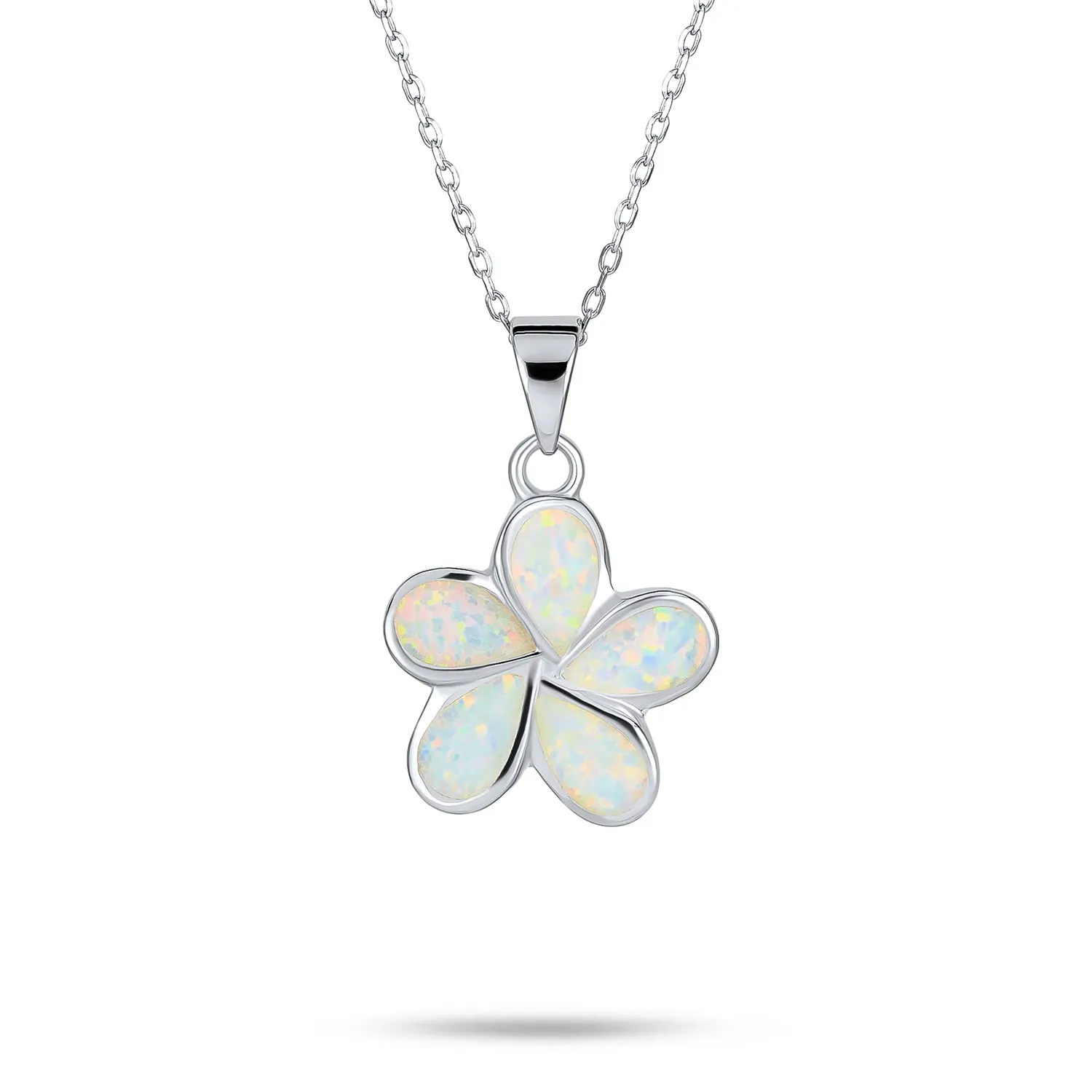 Hawaiian Plumeria Flower White Opal Earrings Necklace Sterling Silver