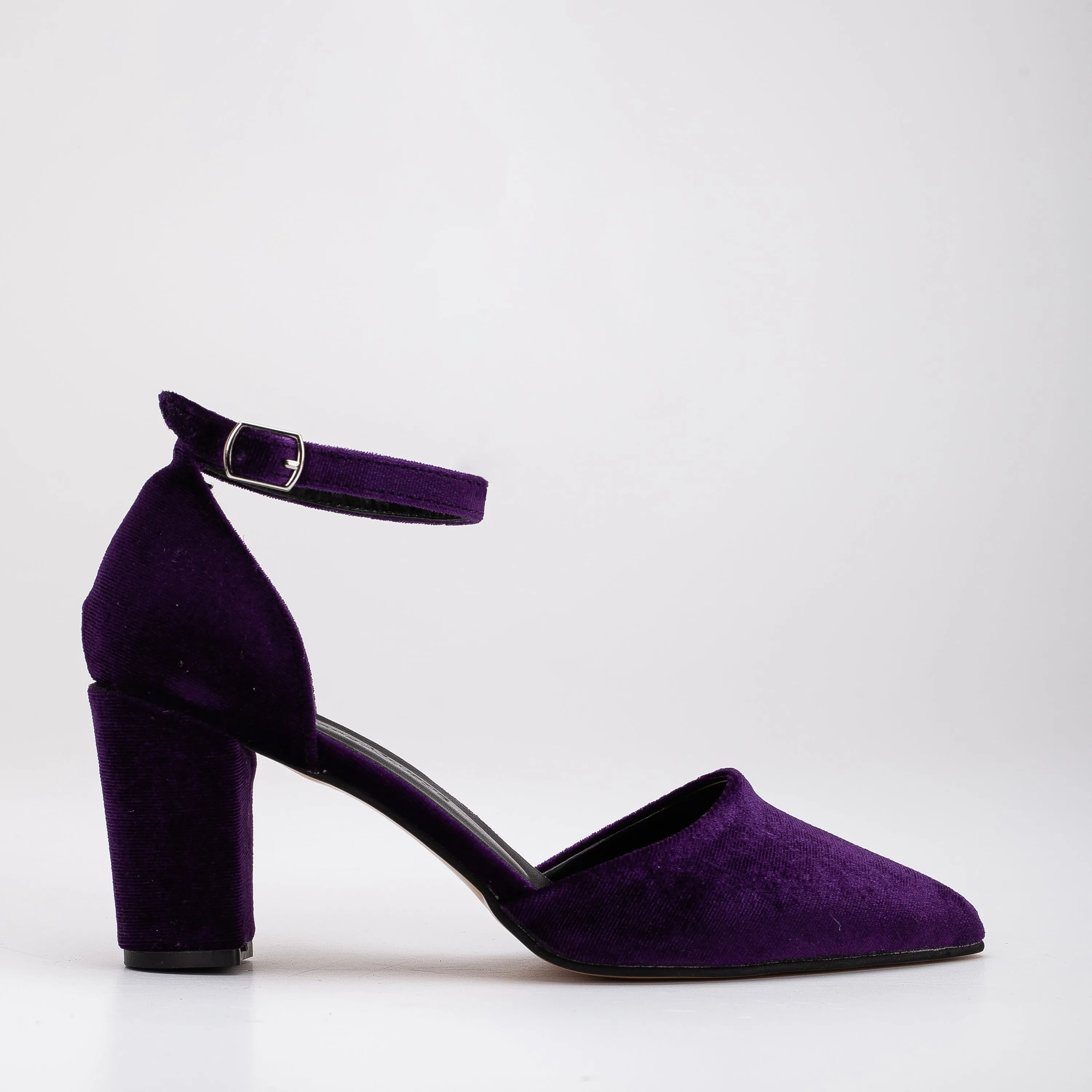 Hazel - Purple Velvet Shoes with Pearls