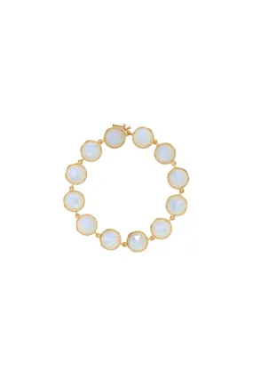 Irene Neuwirth Classic 18k Yellow Gold Bracelet set with 11mm Rose Cut Rainbow Moonstone