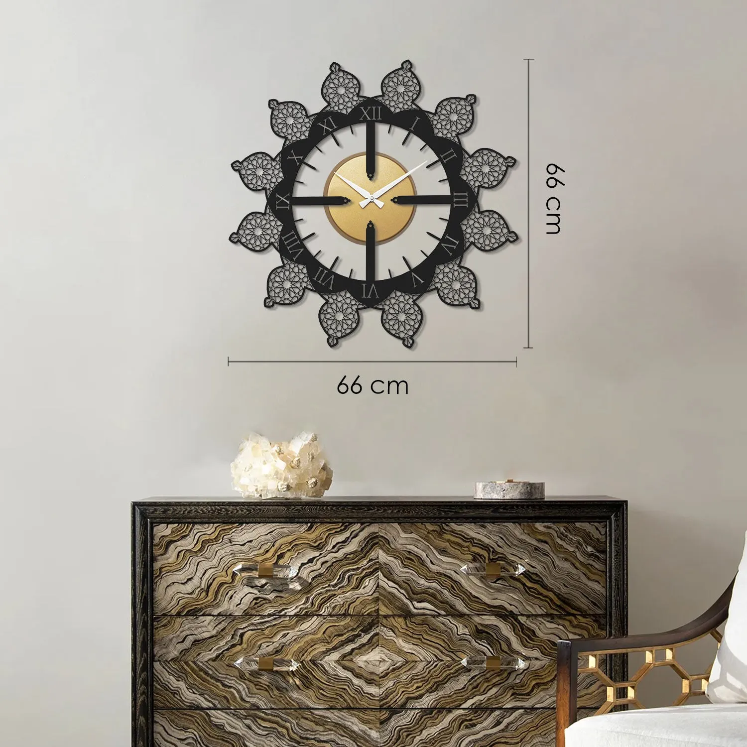 Islamic Pattern Roman Written Metal Wall Clock - WAMS014