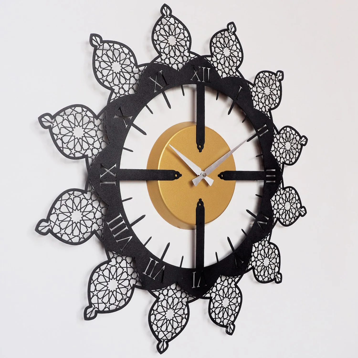 Islamic Pattern Roman Written Metal Wall Clock - WAMS014