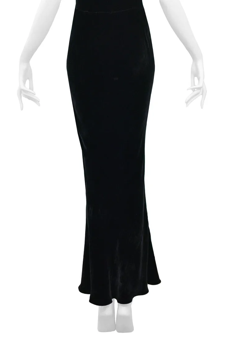 JOHN GALLIANO BLACK BEADED RUFFLE EVENING GOWN