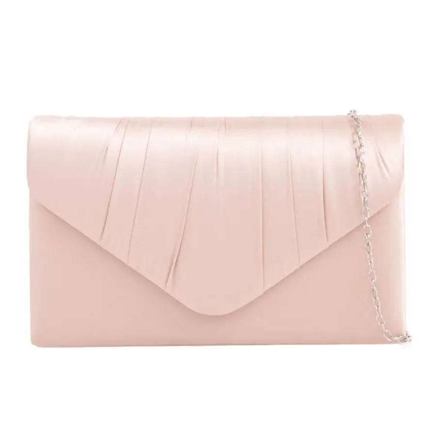 Koko Beige Champagne Satin Envelope Clutch Bag