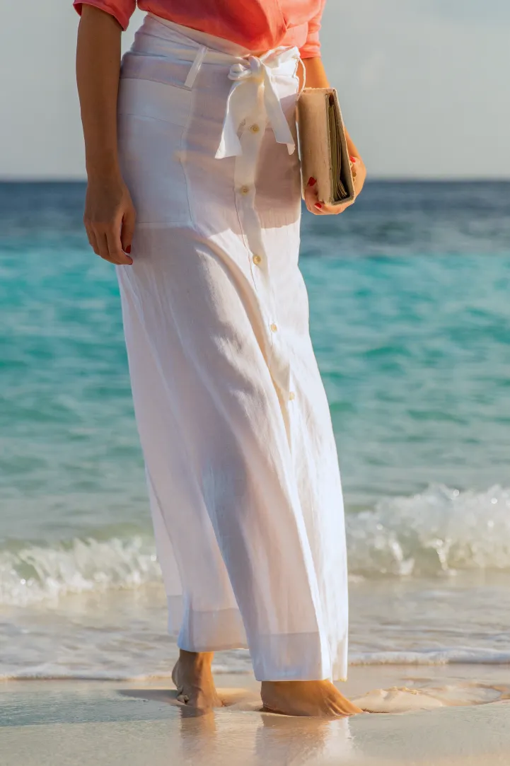 LINEN MAXI-SKIRT "NOMADE" IN WHITE