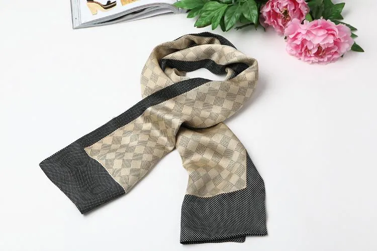 Long Silk Satin Scarf for Men Grey SFM012