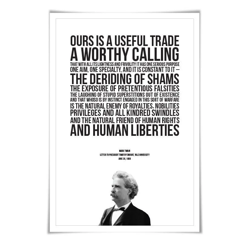 Mark Twain Quote Art Print. 5 Sizes. Journalism Poster. Political. Writing Quote. Author. English Teacher