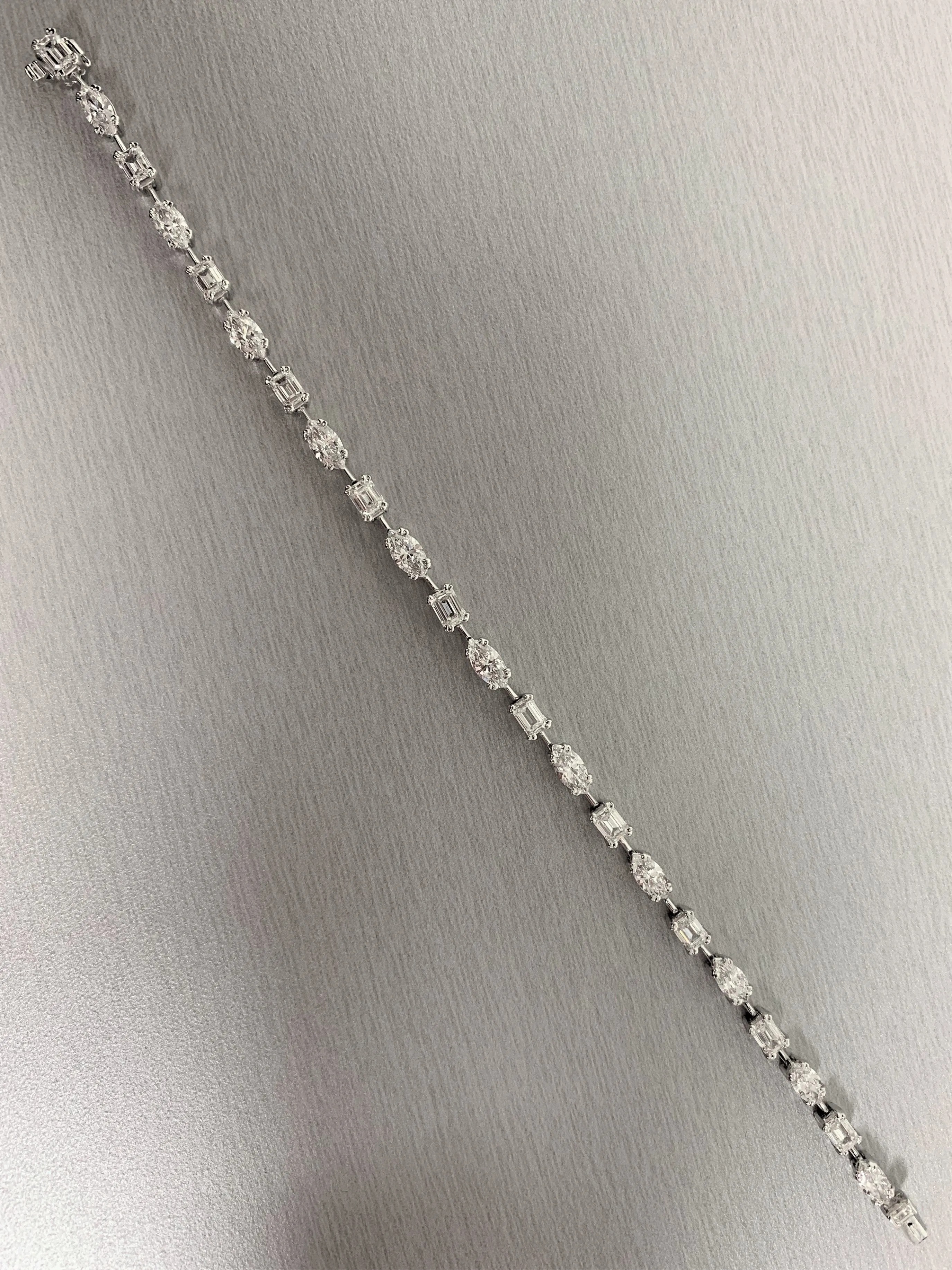 Marquise & Emerald Cut Diamond Tennis Bracelet (7.18 ct Diamonds) in Platinum