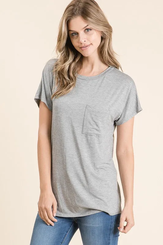 Mia Basic Tee in Heather Gray