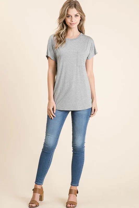 Mia Basic Tee in Heather Gray