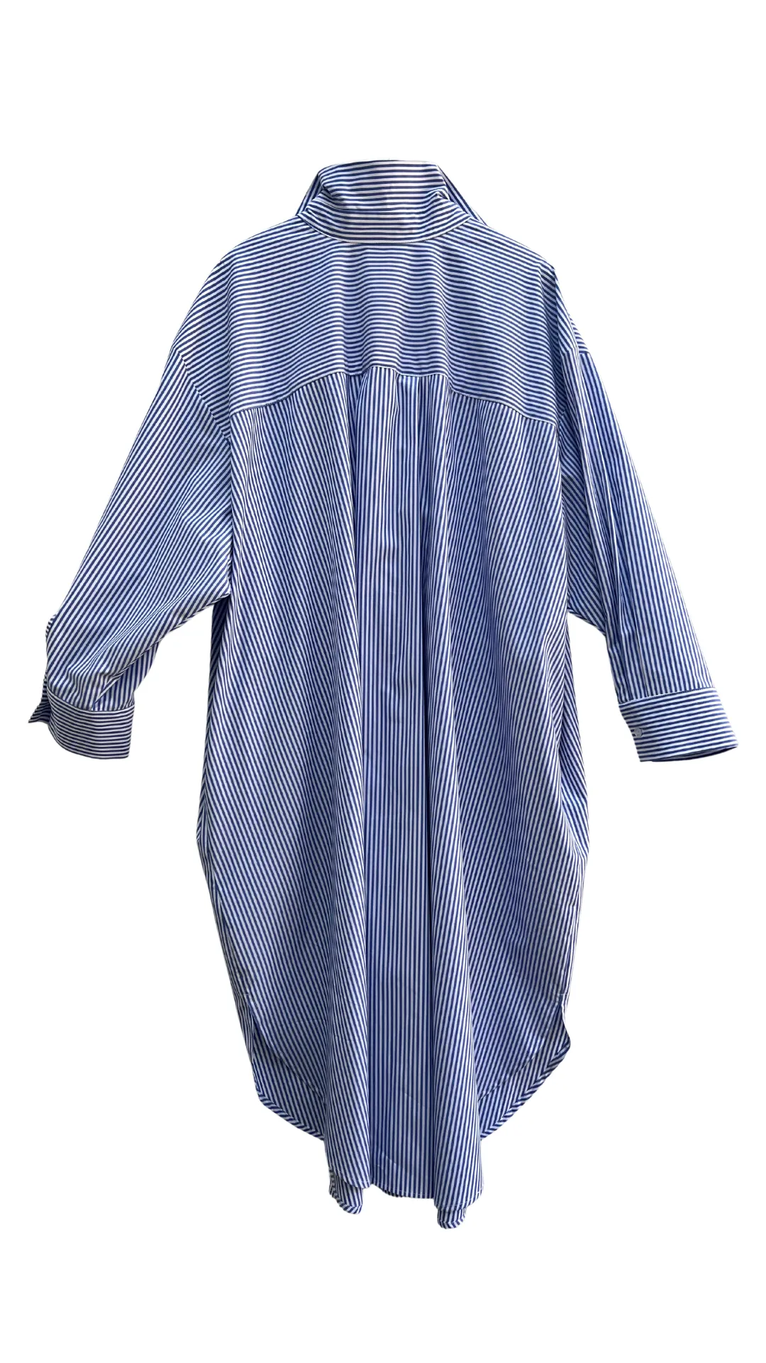 Mia Oversized Shirt Dress- Blue Pinstripe