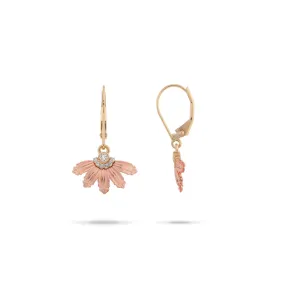 Mountain Naupaka Earrings in Two Tone Gold with Diamonds